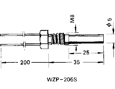 WZP-205S引进型不锈钢铂电阻元件 WZP-205S引进型不锈钢铂电阻元件
