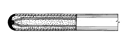 铠装热电偶测量端（热端）为接壳式的结构形式