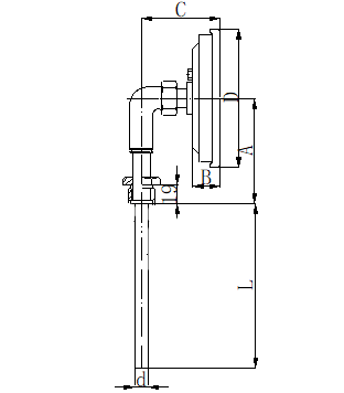 WSS-313固定外螺纹径向双金属温度计安装图片