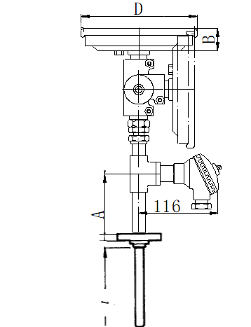 WSSP-484固定法兰万向一体化双金属温度计安装图片