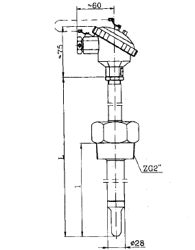 WZP-2328固定螺纹套管式热电阻安装图片