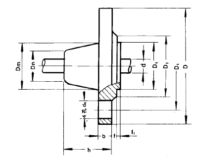 化工用热电偶热电阻用对焊法兰（D）型图片尺寸