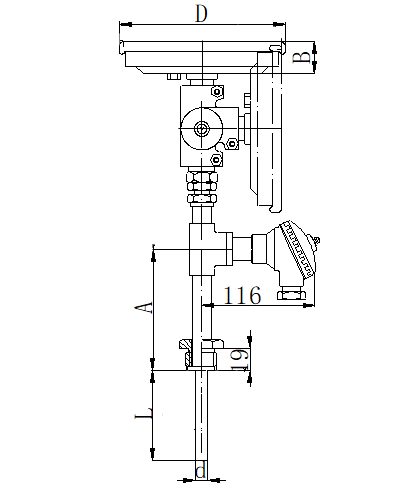 WSSP-381可动外螺纹万向一体化双金属温度计安装图片