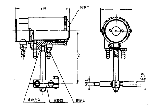 WFT-202非接触式辐射高温计(轻型成套)外形尺寸