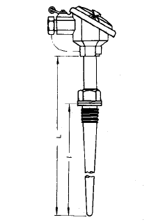 WRN-621固定螺纹锥形保护管热电偶安装图片