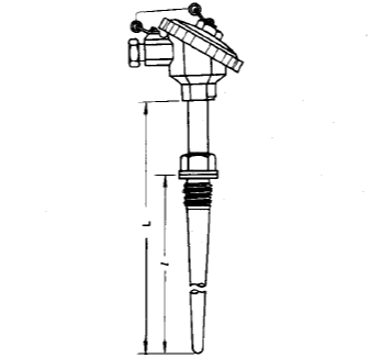 WRN2-631固定螺纹锥形保护管热电偶安装图片