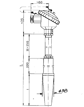 WRN-13B高压焊接式锥形套管热电偶安装图片
