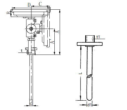 WSS-374固定法兰万向抽芯式双金属温度计安装图片