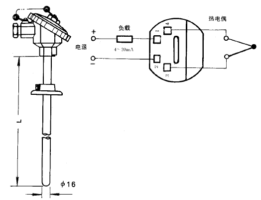 SBWR-2280/330热电偶一体化温度变送器安装图片