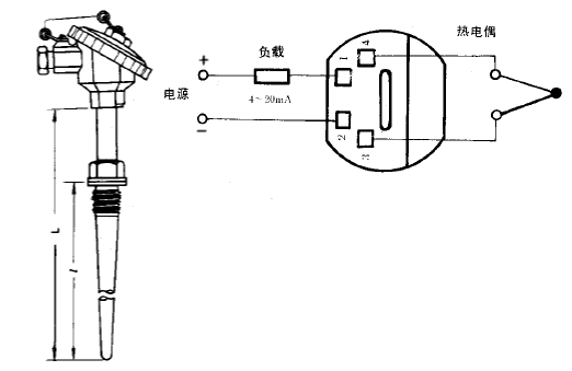 SBWR-2280/631热电偶一体化温度变送器安装图片