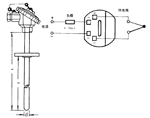 SBWR-2380/430热电偶一体化温度变送器安装图片