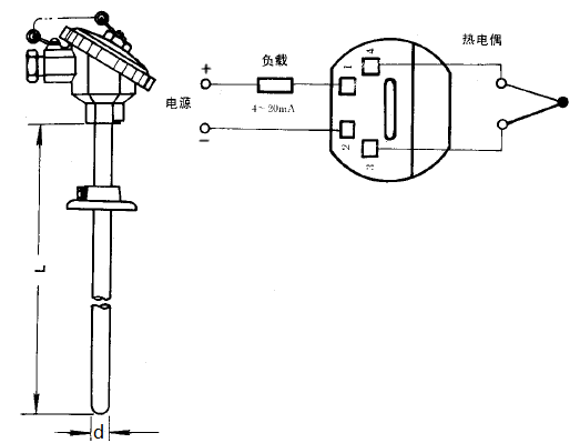 SBWR-2380/330热电偶一体化温度变送器安装图片