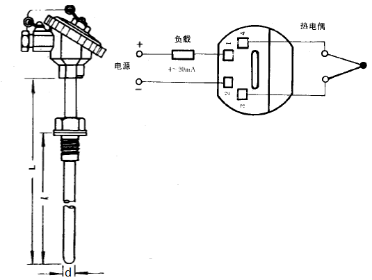 SBWR-2380/231热电偶一体化温度变送器安装图片