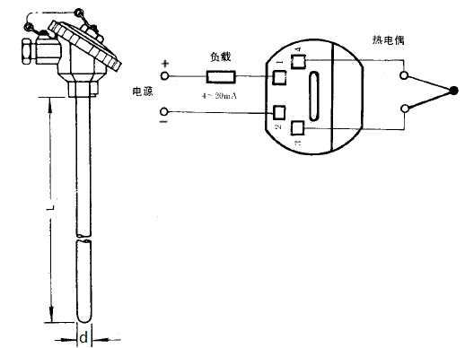 SBWR-2380/131热电偶一体化温度变送器安装图片