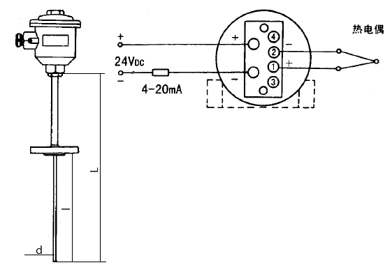 SBWR-2280/440kd隔爆一体化热电偶温度变送器安装图片