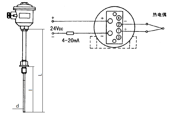 SBWR-2280/240kd隔爆一体化热电偶温度变送器安装图片