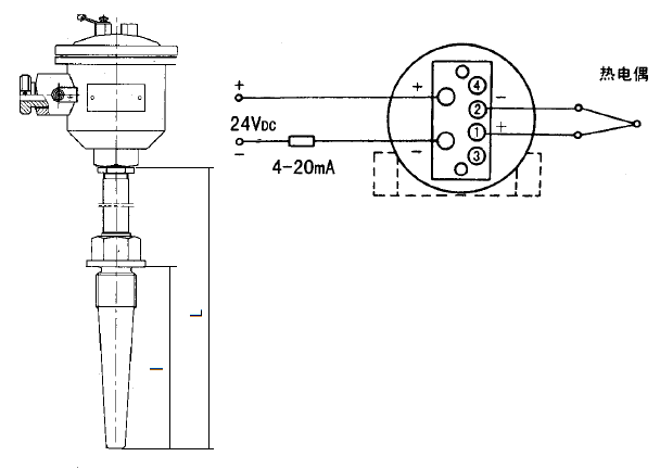 SBWR-2180/640d隔爆一体化热电偶温度变送器安装图片