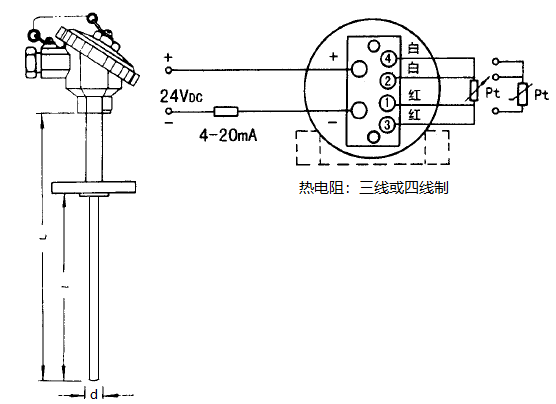 SBWZ-2480/435K热电阻一体化温度变送器安装图片