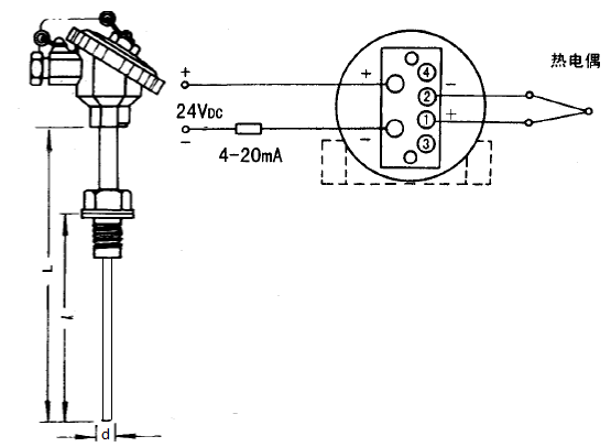 SBWR-2280/236K热电偶一体化温度变送器安装图片