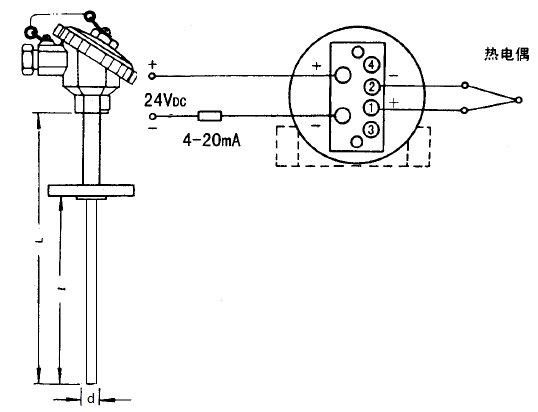 SBWR-2280/436K热电偶一体化温度变送器安装图片