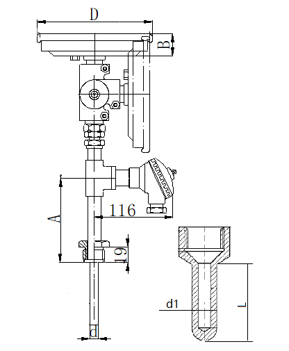 WSSP-471焊接抽芯式万向一体化双金属温度计安装图片