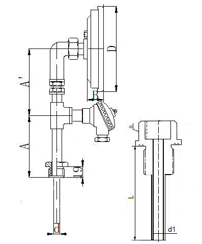 WSSP-561螺纹抽芯式径向一体化双金属温度计安装图片