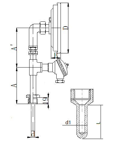 WSSP-461焊接抽芯式径向一体化双金属温度计安装图片