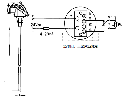 SBWZ-2480/136K热电阻一体化温度变送器安装图片