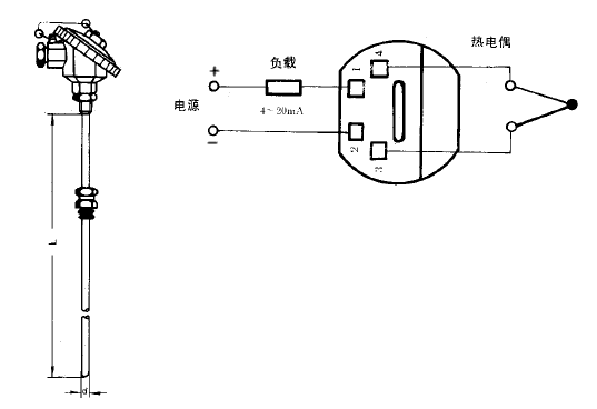 SBWR-2280/336K热电偶一体化温度变送器安装图片